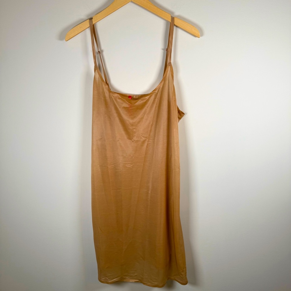 Spanx Shape Wear Stretchy Tank Top Spaghetti Straps Mini Slip Dress Nude XL